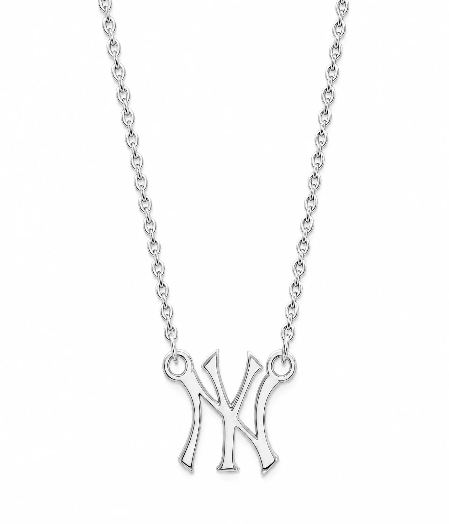 NY Logo Loop Necklace Silver