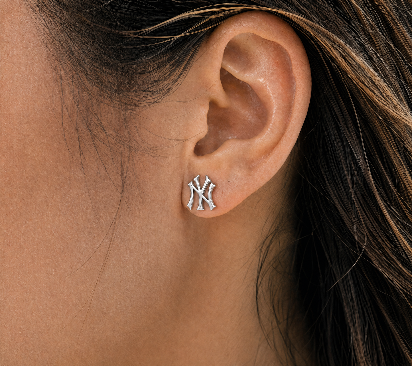 NY Logo Stud Earrings Silver